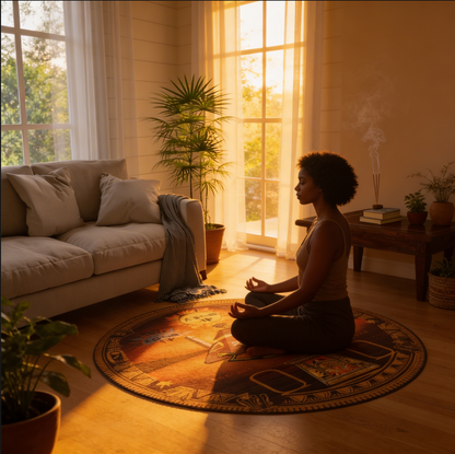Ancient Egyptian Meditation Round Rug